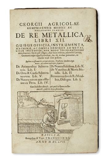 SCIENCE  AGRICOLA, GEORG. De re metallica libri XII [and other works].  1657